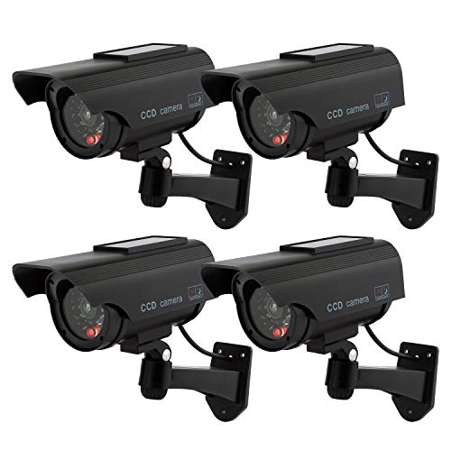 TOROTON Dummy Kamera Fake Überwachung Kamera CCTV mit Blinkendem LED Licht Sicherheitskamera – 4 Stück (Schwarz)
