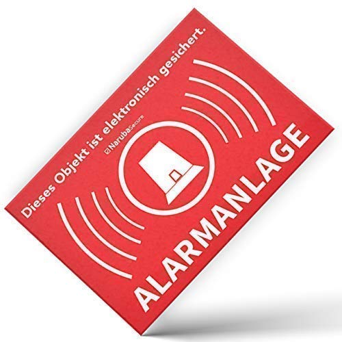 10 Stück – Alarm Aufkleber Alarmanlage – Achtung Alarmgesichert – Schild – Sticker (Hinweisschild – Warnschild – Warnhinweis) für Türen, Fenster, Tore – (5 cm x 3,5 cm)